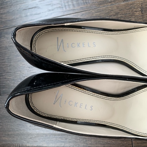 Nickels Size 6.5 Black Shiny 3 Inch High Heels - Picture 8 of 11